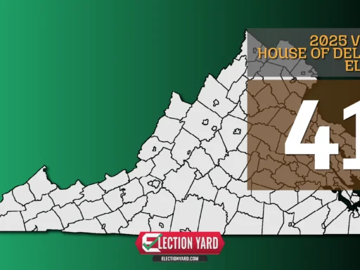 2025 Virginia House of Delegates 41st District Race Preview - HD-41 - Map of Virginia counties on a green background